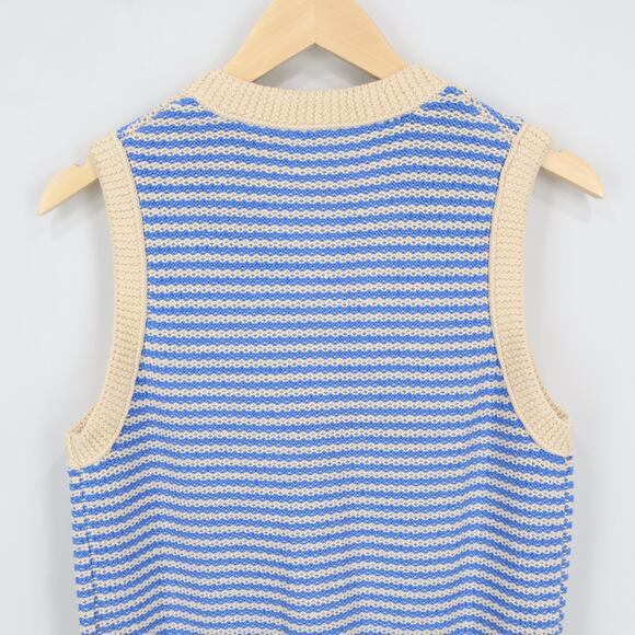 J.Crew Cropped Sweater Shell Stripe Parchment Santorini Blue Size M NWT - Picture 7 of 8